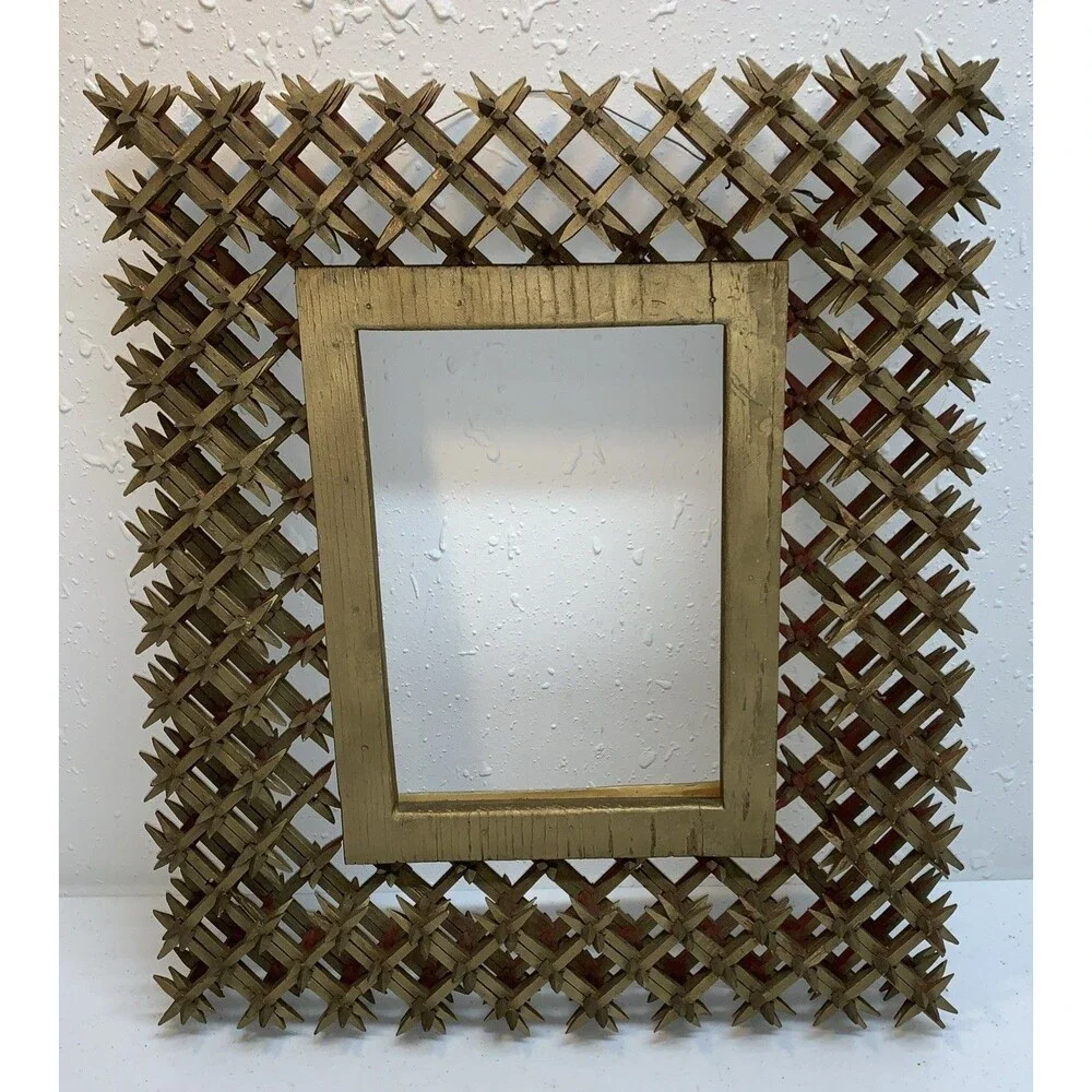 Rare Vintage Tramp Folk Art Crown of Thorns Picture Frame